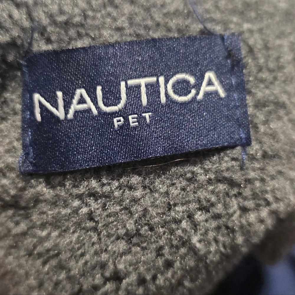 NWOT Nautica Pet Winter Puffer Jacket Removable Faux Fur Hood Blue Red Gray M